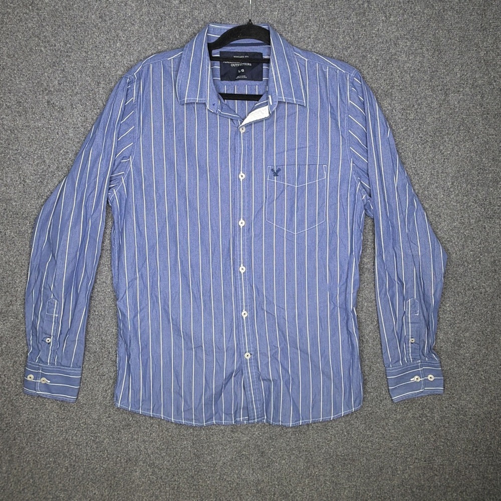 American Eagle Mens Long Sleeve Button Up Vintage Fit Size Large 100% Cotton